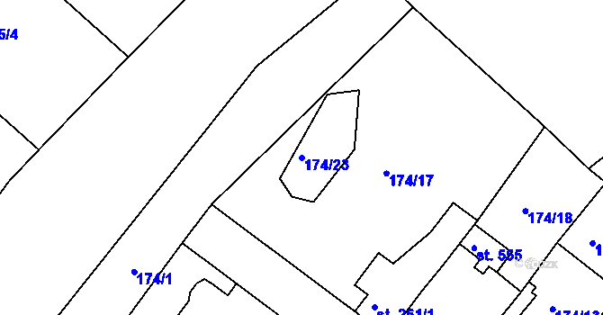 Parcela st. 174/23 v KÚ Neratovice, Katastrální mapa