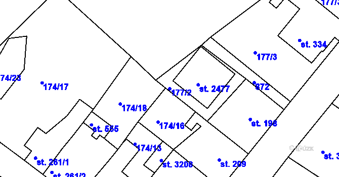 Parcela st. 177/2 v KÚ Neratovice, Katastrální mapa
