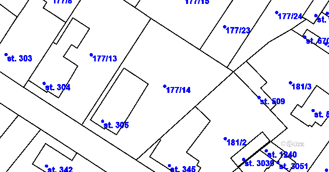 Parcela st. 177/14 v KÚ Neratovice, Katastrální mapa