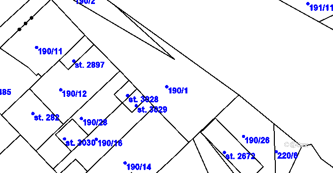 Parcela st. 190/1 v KÚ Neratovice, Katastrální mapa