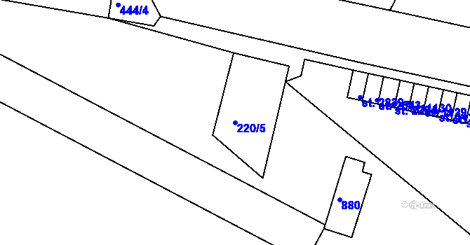 Parcela st. 220/5 v KÚ Neratovice, Katastrální mapa