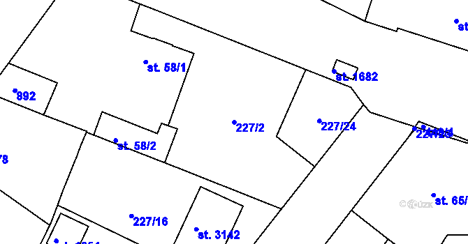 Parcela st. 227/2 v KÚ Neratovice, Katastrální mapa