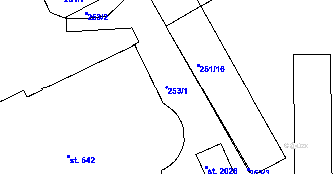 Parcela st. 253/1 v KÚ Neratovice, Katastrální mapa