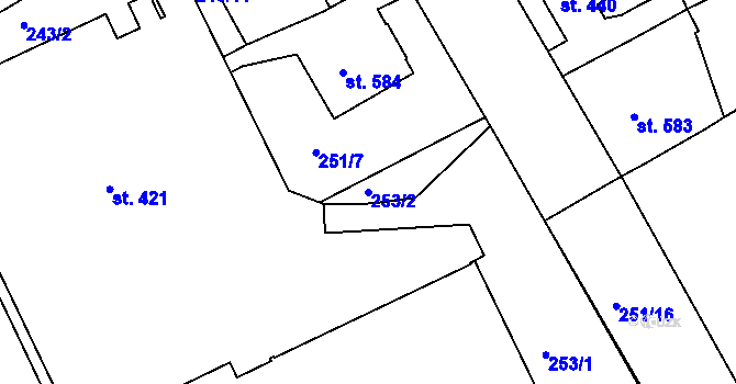 Parcela st. 253/2 v KÚ Neratovice, Katastrální mapa