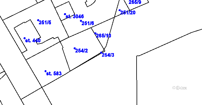 Parcela st. 254/3 v KÚ Neratovice, Katastrální mapa