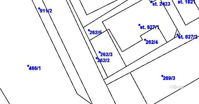 Parcela st. 262/3 v KÚ Neratovice, Katastrální mapa