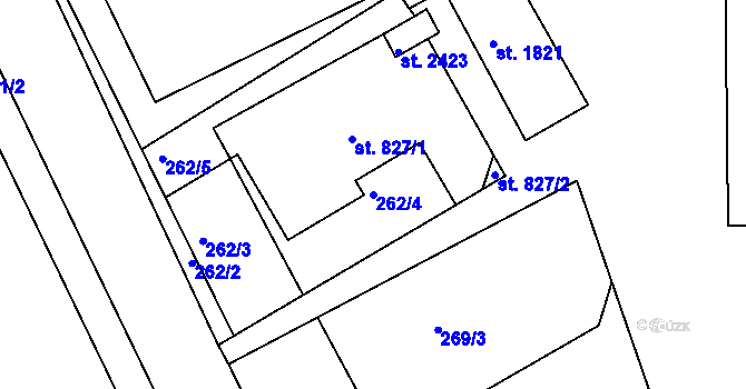 Parcela st. 262/4 v KÚ Neratovice, Katastrální mapa