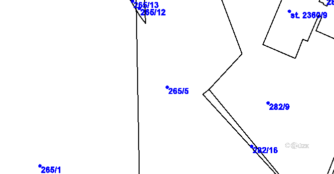 Parcela st. 265/5 v KÚ Neratovice, Katastrální mapa