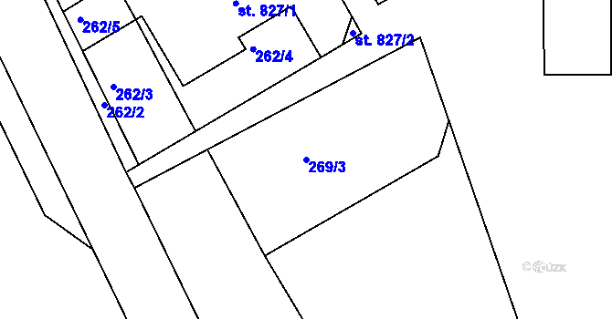 Parcela st. 269/3 v KÚ Neratovice, Katastrální mapa