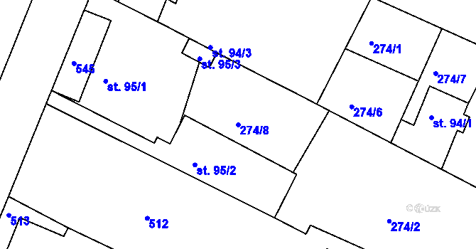 Parcela st. 274/8 v KÚ Neratovice, Katastrální mapa