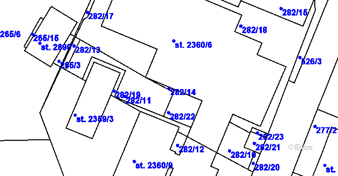 Parcela st. 282/14 v KÚ Neratovice, Katastrální mapa