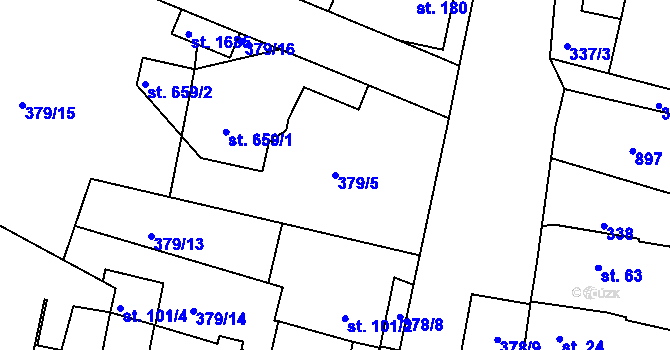 Parcela st. 379/5 v KÚ Neratovice, Katastrální mapa