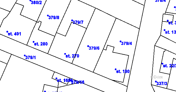 Parcela st. 379/6 v KÚ Neratovice, Katastrální mapa