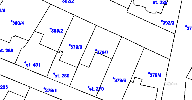 Parcela st. 379/7 v KÚ Neratovice, Katastrální mapa