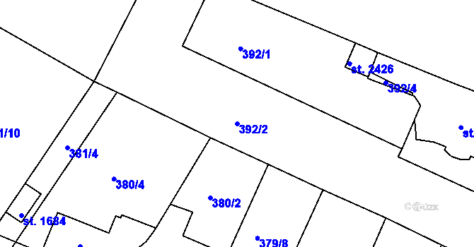 Parcela st. 392/2 v KÚ Neratovice, Katastrální mapa