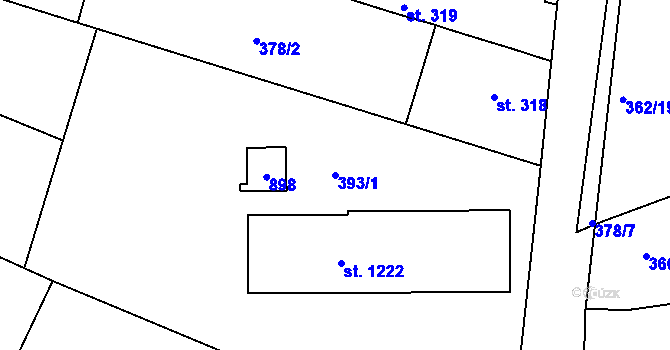 Parcela st. 393/1 v KÚ Neratovice, Katastrální mapa