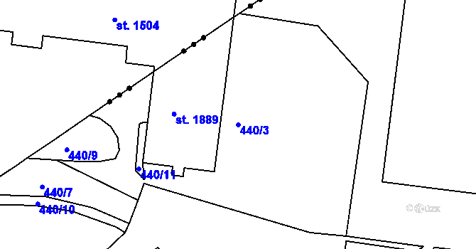 Parcela st. 440/3 v KÚ Neratovice, Katastrální mapa