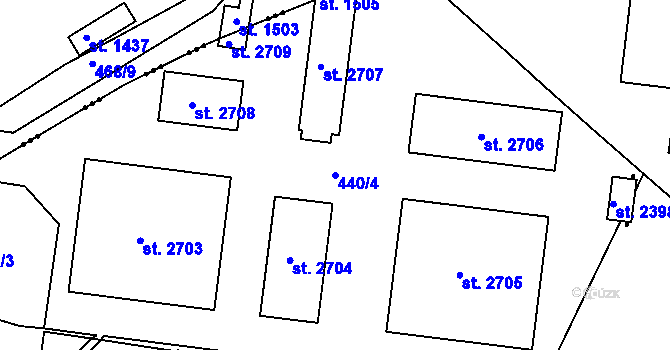 Parcela st. 440/4 v KÚ Neratovice, Katastrální mapa