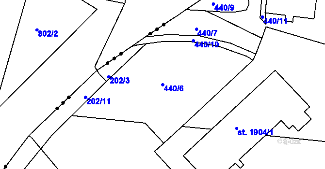 Parcela st. 440/6 v KÚ Neratovice, Katastrální mapa