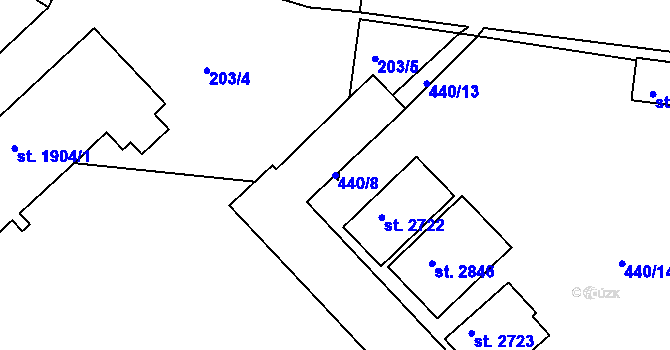 Parcela st. 440/8 v KÚ Neratovice, Katastrální mapa