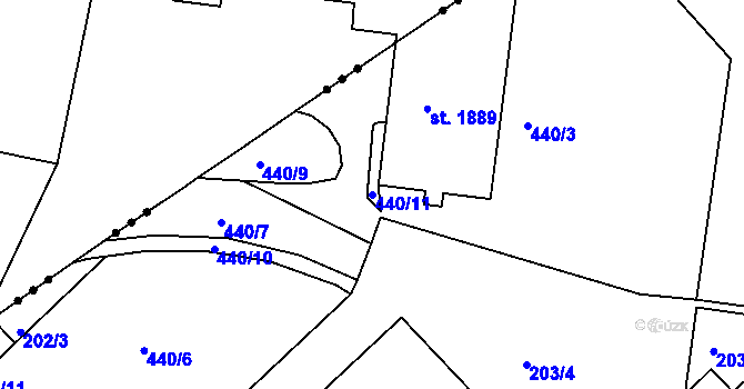Parcela st. 440/11 v KÚ Neratovice, Katastrální mapa
