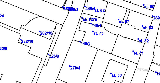 Parcela st. 446/3 v KÚ Neratovice, Katastrální mapa