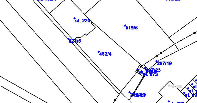 Parcela st. 452/4 v KÚ Neratovice, Katastrální mapa