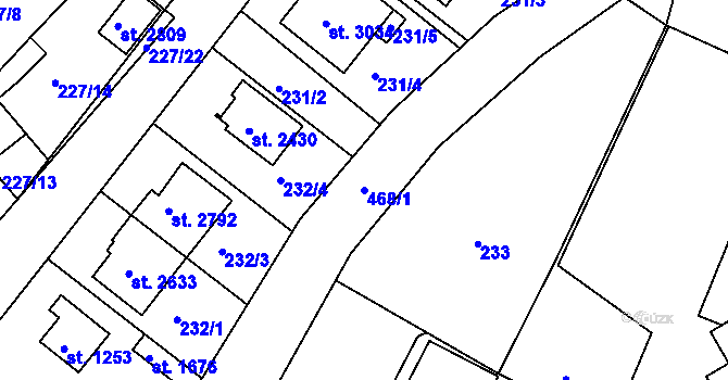 Parcela st. 468/1 v KÚ Neratovice, Katastrální mapa