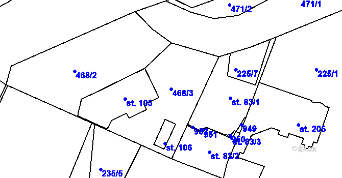 Parcela st. 468/3 v KÚ Neratovice, Katastrální mapa