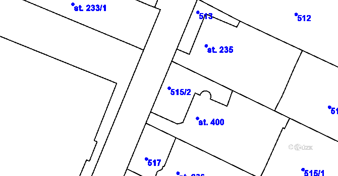 Parcela st. 515/2 v KÚ Neratovice, Katastrální mapa