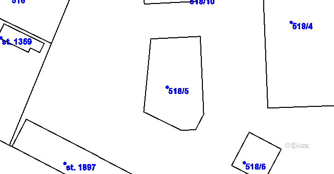 Parcela st. 518/5 v KÚ Neratovice, Katastrální mapa