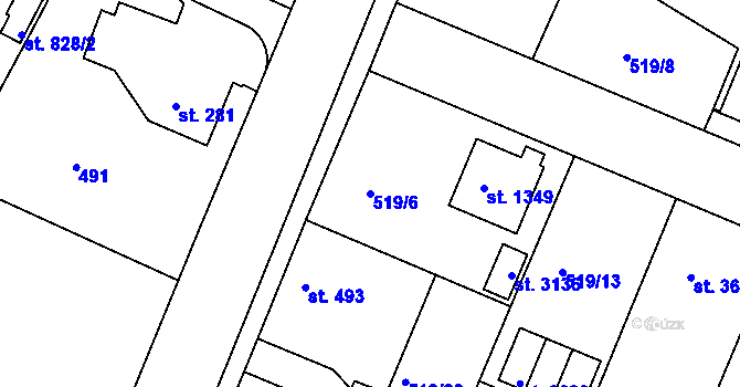 Parcela st. 519/6 v KÚ Neratovice, Katastrální mapa