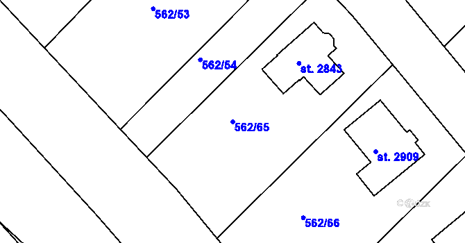 Parcela st. 562/65 v KÚ Neratovice, Katastrální mapa
