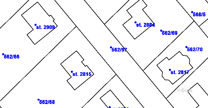 Parcela st. 562/76 v KÚ Neratovice, Katastrální mapa