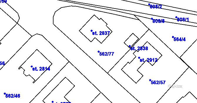 Parcela st. 562/77 v KÚ Neratovice, Katastrální mapa