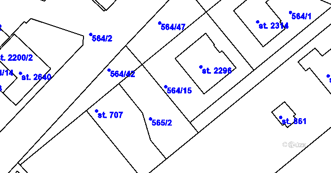 Parcela st. 564/15 v KÚ Neratovice, Katastrální mapa
