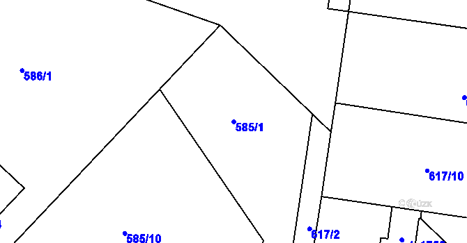 Parcela st. 585/1 v KÚ Neratovice, Katastrální mapa