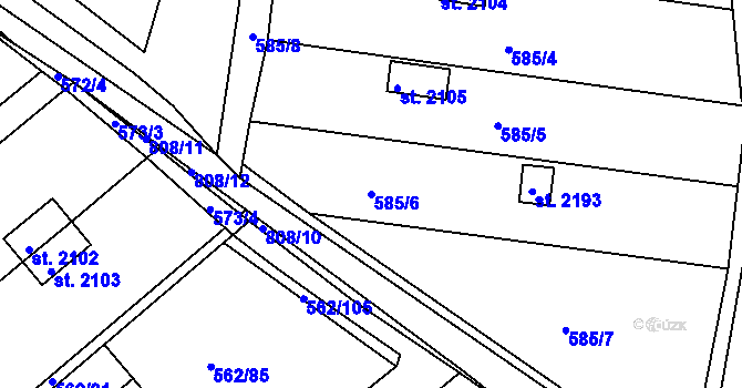 Parcela st. 585/6 v KÚ Neratovice, Katastrální mapa