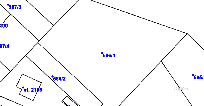 Parcela st. 586/1 v KÚ Neratovice, Katastrální mapa