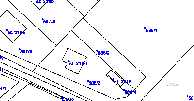 Parcela st. 586/2 v KÚ Neratovice, Katastrální mapa