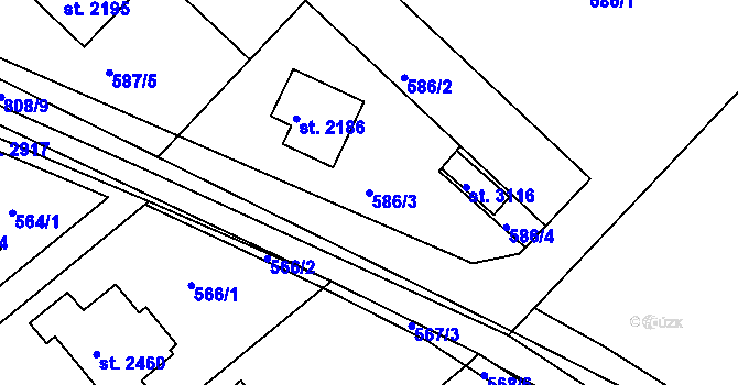 Parcela st. 586/3 v KÚ Neratovice, Katastrální mapa