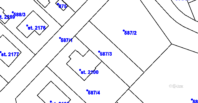 Parcela st. 587/3 v KÚ Neratovice, Katastrální mapa