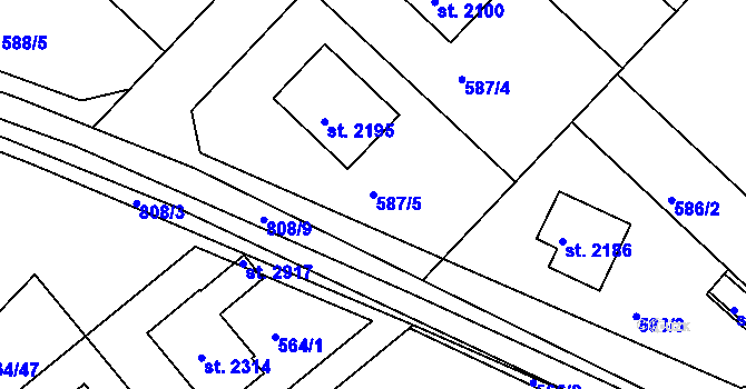 Parcela st. 587/5 v KÚ Neratovice, Katastrální mapa