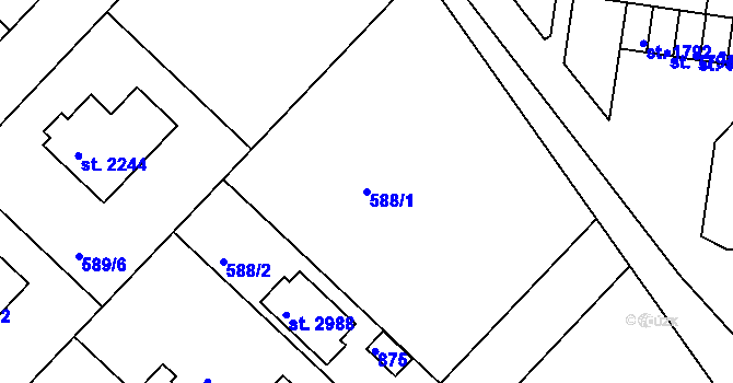 Parcela st. 588/1 v KÚ Neratovice, Katastrální mapa