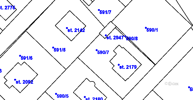 Parcela st. 590/7 v KÚ Neratovice, Katastrální mapa
