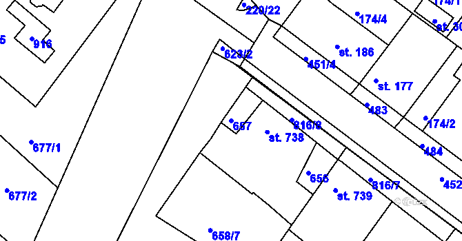 Parcela st. 657 v KÚ Neratovice, Katastrální mapa