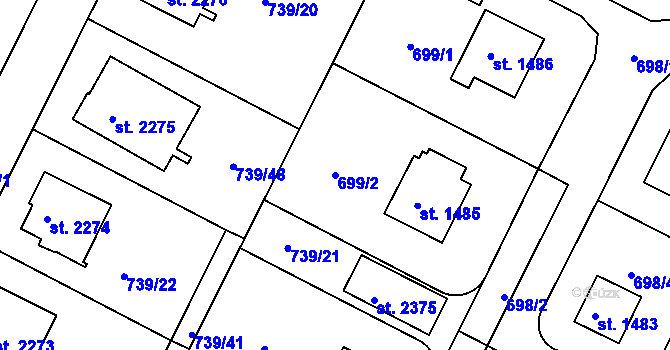 Parcela st. 699/2 v KÚ Neratovice, Katastrální mapa