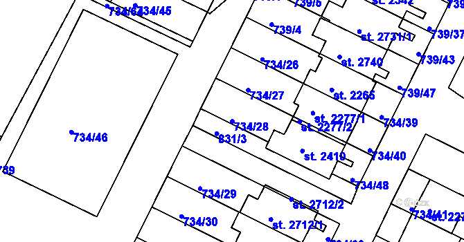 Parcela st. 734/28 v KÚ Neratovice, Katastrální mapa