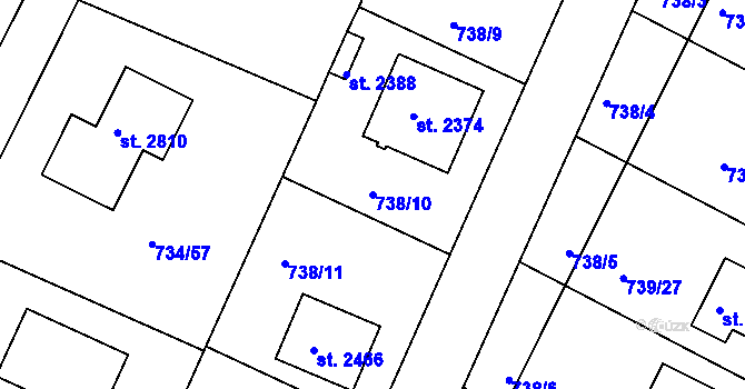 Parcela st. 738/10 v KÚ Neratovice, Katastrální mapa