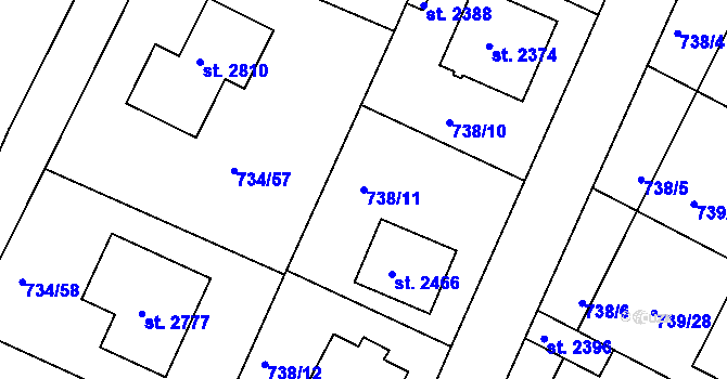 Parcela st. 738/11 v KÚ Neratovice, Katastrální mapa